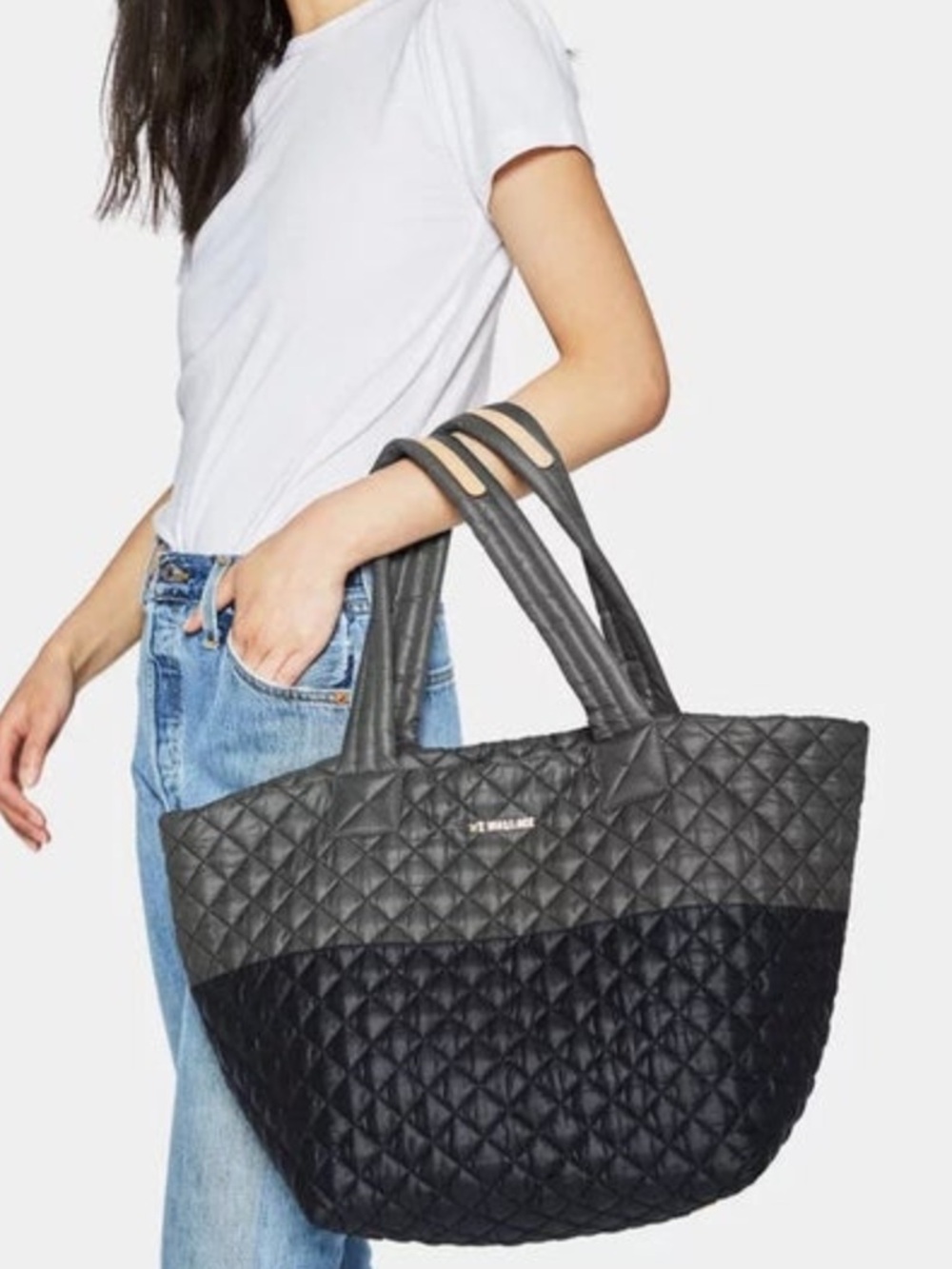 MZ Wallace Medium Metro Tote Quilted Two Tone spacious Purse
